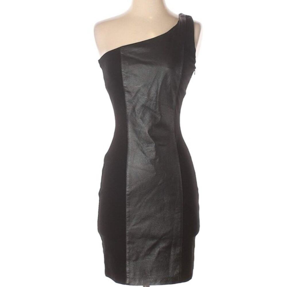 Tart pleather faux leather sleeveless little black dress xs